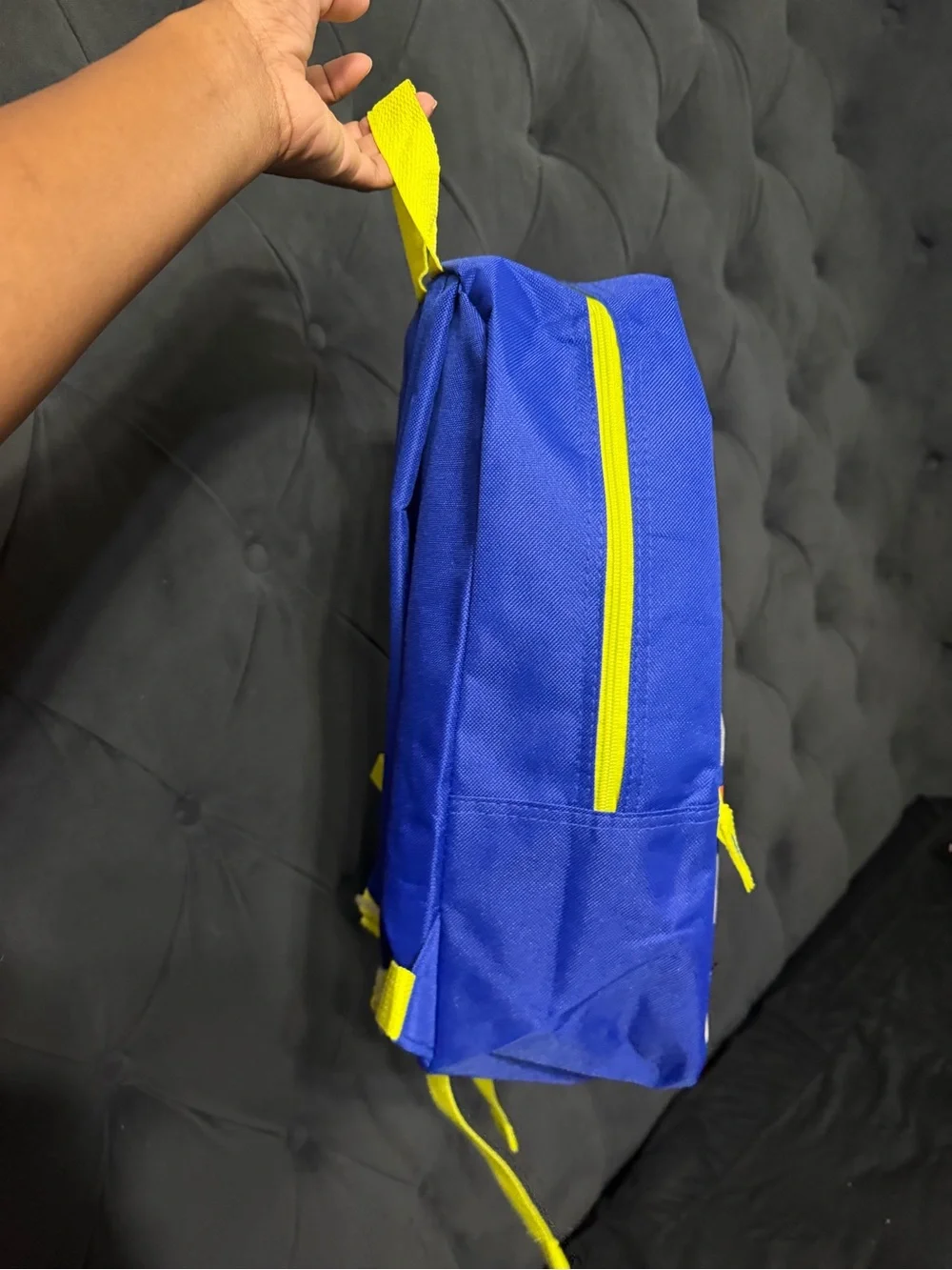 Kids Shark Print Blue Backpack with Yellow Accents